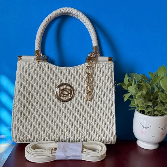 Bebe Cream Shoulder Bag with Gold Details - Picture 11 of 13